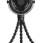 Stroller Fan Portable Fan Clip on for Baby with 3-Speed Control, 2600mAH USB Rechargeable, Detachable 360° Rotate Flexible Tripod for Car Seat (Black)
