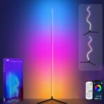 Swingers Smart RGB LED Corner Floor Lamp，Adjustable Shape Led Floor Lamp with Music Sync and 16 Million DIY Colors,Remote & App Led Lights for Bedroom Living Room (Triangular Base)