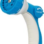 TheFitLife Garden Hose Nozzle Sprayer – Integrated Water Nozzle with 8 Adjustable Watering Patterns, Leak Proof, Water-saving, Anti-slip, Easy Control for Watering Plants, Washing (Light blue)