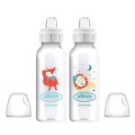 Dr. Brown’s Milestones Narrow Sippy Bottle, 100% Silicone Soft Sippy Spout, 8oz/250mL, Fox & Lion, 6m+