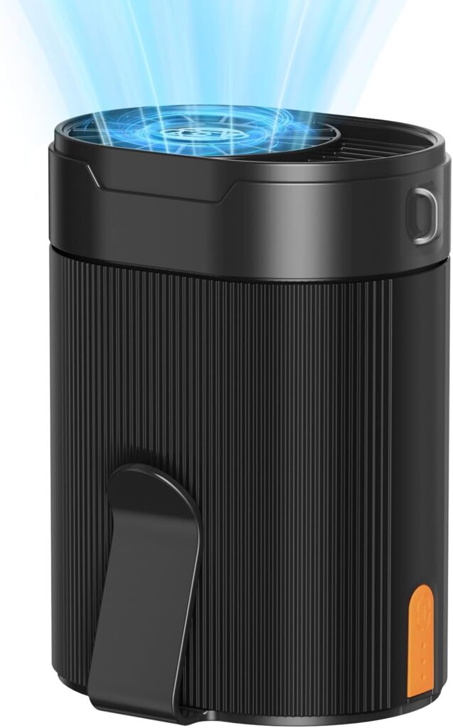 Portable Waist Fan, Rechargeable 3000mAh Battery, 25H Runtime, 6600RPM Turbo Dual Clip, 4 Speeds Adjustable, Belt Fans for Hiking, Riding, Fishing, Hands-Free Hanging Fan Gifts for Hiker, Worker