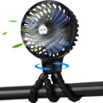 Mini Handheld Stroller Fan with Flexible Tripod, Battery Operated Baby Fan Adjustable 3 Speeds Personal Portable Fan, Car Seat Fan for Crib Bike Treadmill Golf Cart Travel