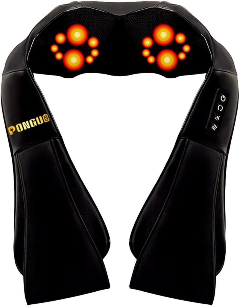 Neck Back Shoulder Massager, Neck Back Shoulder Massager for Pain Relief Deep Tissue, Shiatsu Massage w/Heat, Shiatsu Massage w/Ergonomic Design, Gifts for Parents Lover Friends, Home Office