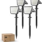 Philips 4 Packs Solar Spot Lights Outdoor Waterproof, 28 LED 7500K Solar Powered Landscape Pathway Lights, Dusk to Dawn Solar Spotlights for Garden, Yard, Lawn, Walkway, Driveway