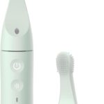 Pure Enrichment PureBaby Infant-to-Toddler Electric Toothbrush – Waterproof Baby & Toddler Toothbrush with Silicone & Bristle Heads, Sonic Vibration, & Timer – Ages 6 Mo-3 Yrs (Sage Green)