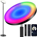 OUTON Smart RGB Floor Lamp, 36W LED Modern Torchiere Sky Lamp, Super Bright Stepless Dimmable Standing Tall Lamp with APP, Remote and Touch Control, LED Lamps for Living Room Bedroom,Gaming Room