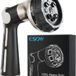 ESOW Garden Hose Nozzle 100% Heavy Duty Metal, Water Hose Sprayer with 8 Watering Patterns, Thumb Control On Off Valve, High Pressure Nozzle Sprayer for Watering Plants, Car and Pet Washing, Black