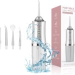 Water Dental Flosser Teeth Irrigator with 3 Modes Cordless Water Teeth Cleaner with 4 Replace Sprinkler Head IPX7 Waterproof Rechargeable Portable for Travel Home Braces Bridges Care