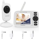 HelloBaby Baby Monitor No WiFi,Video Baby Monitor with Camera and Audio,3.2” IPS Screen, Manual Baby Camera Adjustment, Night Vision, 1000ft/305m Range, ECO/VOX, Feeding Reminder, USB Charging Cable
