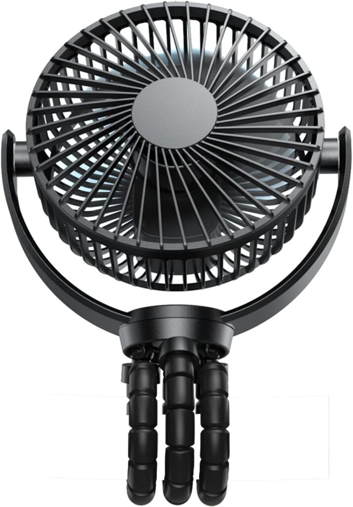 Dorobeen Portable Stroller Fan, Baby Stroller Fan, 5000mAh Battery Powered Fan, Portable Fan for Stroller, Desk, Travel, Car