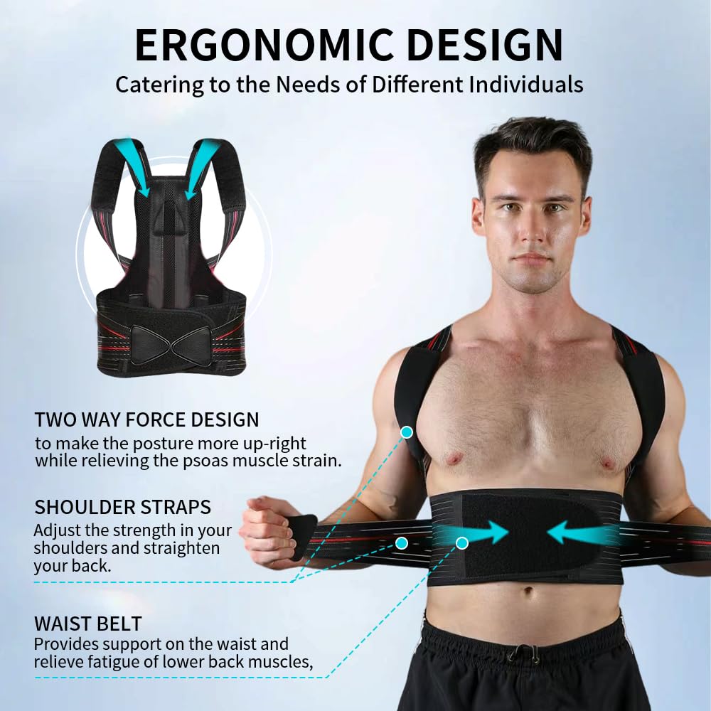 Posture Corrector for Women and men Adjustable Back Brace Posture Corrector For Back Pain Relief – Scoliosis, Hunchback, Spine Corrector Medium(waistline 27.5in-33.5in)