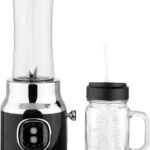 CULINARY CHEF Retro Smoothie Maker Personal Blender with Mason Jar, Perfect for Shakes and Smoothies, Countertop, Dishwasher Safe, BPA-Free, High Power 300W, Black