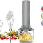 Electric Hand Mixer with Whisk, Handheld Electric Whisk, Hand Blender Set for Mini Food Processor, Rechargeable Cordless Handheld Mixer, Small Food Chopper for Dicing, Mincing, and Puree, 4-Speed,10Oz