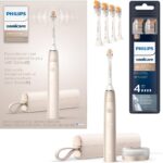 Philips Sonicare DiamondClean Prestige 9900 Rechargeable Electric Toothbrush with SenseIQ, 5 Premium All-in-One Brush Heads, Plaque Removal, Gum Care, Whitening, Champagne, BD9001AZ