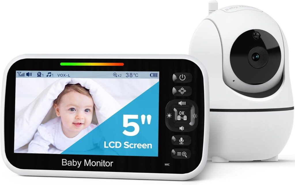 GoodBaby Baby Monitor with Camera and Audio – No WiFi, Remote Pan-Tilt-Zoom, Night Vision, Temperature Sensor, 2-Way Talk, 8 Lullabies, 30-Hour Battery Life,960ft Long Range