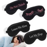 4 Pack Eye Mask for Sleeping Silky Funny Soft Satin Sleep Shade Cover Blindfold with Elastic Strap Travel Nap Blackout for Women Men