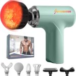 Massage Gun with Heat – Amazing Power! Deep Tissue Percussion Massager, Handheld Mini Muscle Gun, 7 Massage Heads, Quiet & Portable