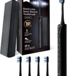 Electric Toothbrush for Adults, Rechargeable Sonic Travel Toothbrush Teens with 4 Brush Heads-180 Days Battery Life, 55000VPM, 5 Modes Smart Timer& Travel Case, Black