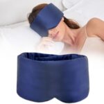 100% Mulberry Silk Sleep Mask for Women & Men Beauty Sleep, Adjustable Blindfold Large Eye Cover for Side Sleepers, Soft Pressure-Free Design for Home, Travel, Office, Napping (Dark Blue)