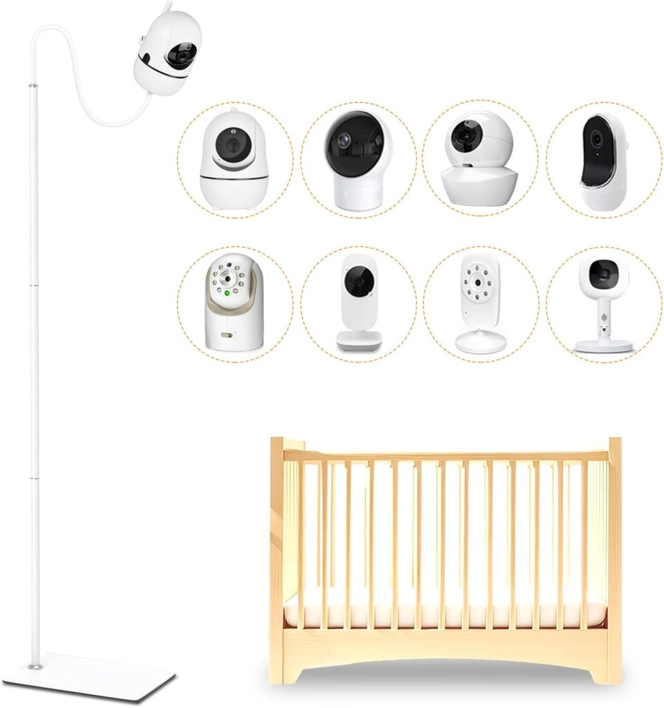 Baby Monitor Floor Stand Holder Mount Compatible with HelloBaby, Nanit Pro & Flex Stand, Owlet, Infant Optics, Motorola, VAVA, 37.4″ – 69″ Adjustable Height Universal Baby Camera Floor Stand Mount