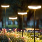 Solar Lights Outdoor Garden 4 Pack Solar Pathway Light 31″ Tall Solar Landscape Lights 34LM Bright Up to 12H IP65 Waterproof Auto On/Off for Walkway Outside Yard Path Patio Lawn Flower Bed plant Decor
