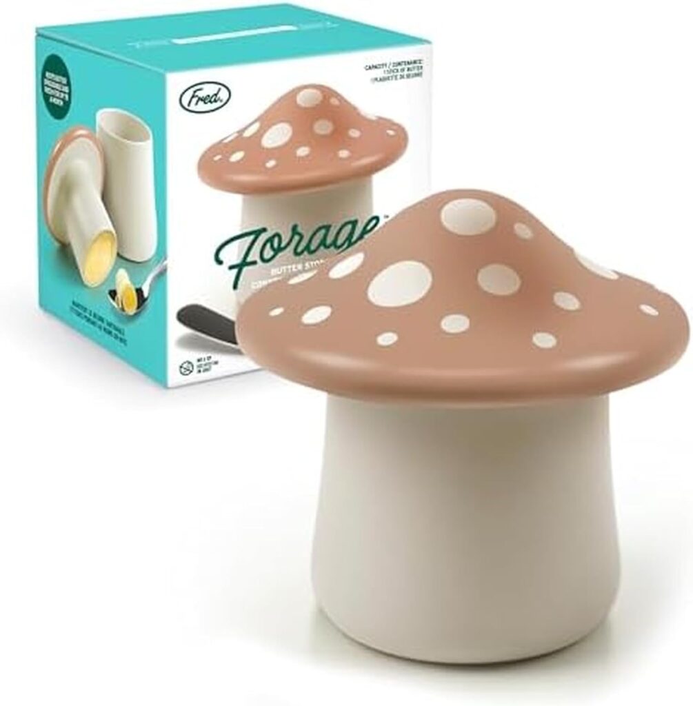 Genuine Fred FORAGE Mushroom Butter Storage Container, Unique Kitchen Accessory for Storing and Serving Butter, Fun and Functional Design