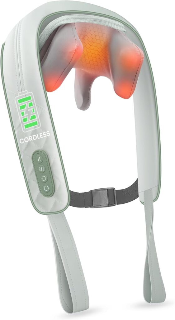 Snailax Cordless Shiatsu Neck Massager with Heat, 4D Kneading Back Shoulder Massager Deep Tissue, Larger Massage & Heating Area, Gift for Mom Dad