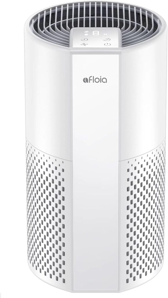 Afloia Air Purifier for Home, 4-in-1 Washable Filter for Allergies, Covers Up to 1076 ft², Quiet Operation, Auto Shut-Off & Night Light, Removes Pet Dander, Pollen, Dust, Mold, and Smoke, White,Pluto