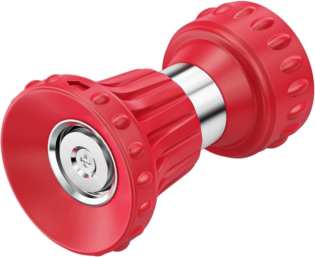 FANHAO Fireman Style Garden Hose Nozzle, Heavy Duty Fire Water Nozzle, High Power Leak Proof Adjustable Hose Sprayer Nozzle for Lawn/Garden Watering, Patio Cleaning, Car & Pets Washing