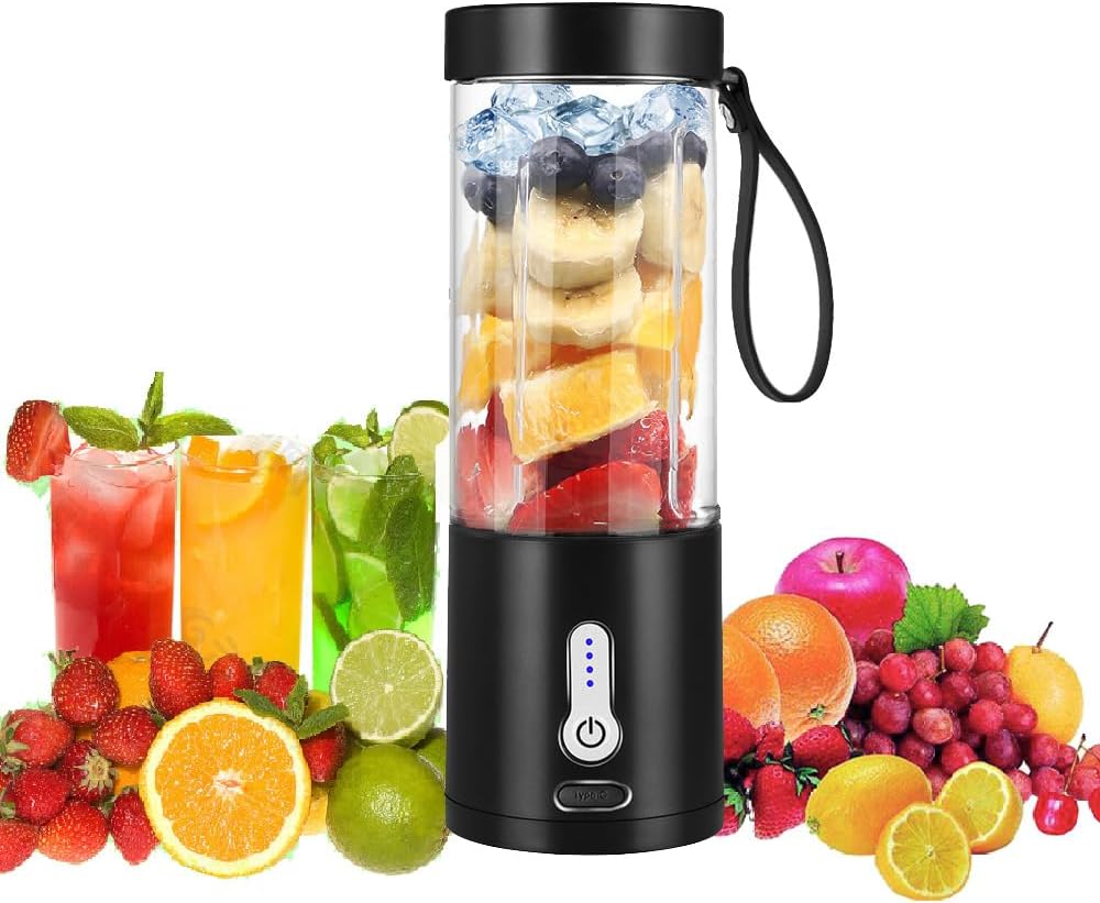 Portable Blender for Smoothies and Shakes, USB-C Rechargeable Personal Blender with 6 Stainless Steel Blades, Mini Juicer BPA Free, Portable Juicer for Kitchen Gyms Office Travel Outgoing