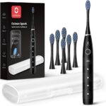 Oclean Electric Toothbrush for Adults, 150 Days Battery Life Electric Toothbrush, USB Rechargeable Sonic Travel Toothbrush with 6 Brush Heads & Travel Case, 5 Modes and Smart Timer