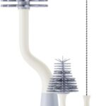 Silicone Bottle Brush Set with Stand, 360° Rotating Bottle Cleaning Brush Cleaner Set, Long Handle 3 in 1 Multipurpose Silicone Baby Bottle Straw Cleaner Brush (Grey)
