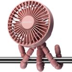 Schallen Rechargeable 4 Way Portable Lightweight Fan for Pram Fan, Car Seat, Desk, Office, Travel Fans | Clip on, Handheld, Tripod & Phone Holder (Pink)