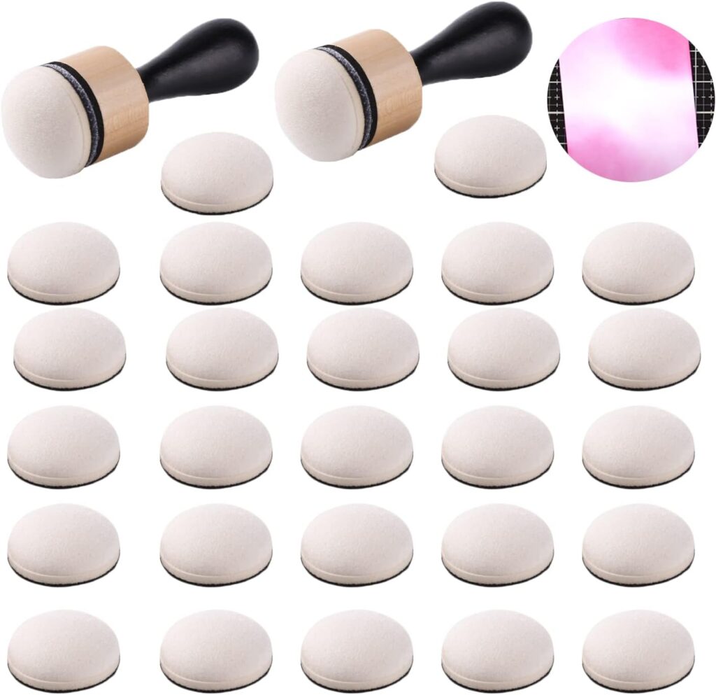 56 Packs Mini Round Ink Blending Tool with Foams Replacement Refill Foam Set Including 54 Pcs Round Replacement Foam Pads for Distressing, Blending Scrapbooking Painting Drawing Art SuppliesInk Tools