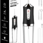 Water-Flosser-Cordless-Teeth-Cleaner Water Dental Flosser with 3 Modes 4 Jets Rechargeable IPX7 Waterproof for Travel Home Braces(Black)