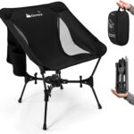 Gonex Portable Camping Chair, The 5th Gen Ultralight Compact Backpacking Foldable Lightweight Folding Chair for Outdoor Camp Hiking Beach Picnic Concert, Supports 330lbs (Black,1PCS)