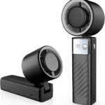 Portable Handheld Turbo Fan – Foldable Mini Fan with Air Turbo Tech, 1-199 Speed Adjustment, 20H Runtime, LED Display, Battery-Powered for Indoor/Outdoor Use, Dark Black