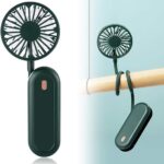 Portable Handheld Fan Baby Stroller Fan Neck Fan Mini Fan for Hand, Neck, Stroller, Desk – USB Rechargeable, 3 Speed Adjustable with Flexible Stand (Green)