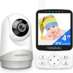 HelloBaby No WiFi Baby Monitor with Voice-Activated Night Vision,4″ IPS Camera and Audio, 2-Way Talk and PTZ, 26H Battery and 1000ft Range, Portable for Nursery and Travel