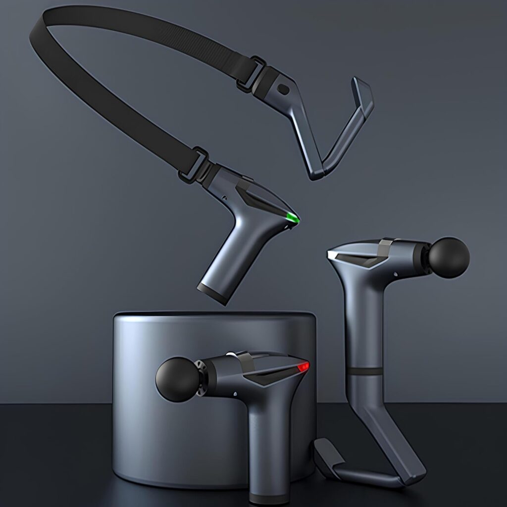 Massage Gun Deep Tissue with Muscle Massager Belt for Relaxation with Extended Handle 3-In-1 Back Massager for Pain Relief, 12 Speed Levels & 4 Replaceable Heads for Athletes, Gym Recovery and Seniors