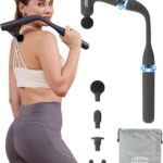 3-in-1 Detachable Massage Gun Deep Tissue, Ergonomic Extension Handle Back Massager for Pain Relief, Portable Percussion Muscle Massager for Shoulder, Thigh, Waist & Neck Gifts for Women