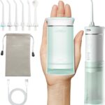 HANGSUN Compact Travel Cordless Water Flosser – 30-Day Battery, 3+1 Modes (8 DIY Levels), 180ml Foldable Tank, IPX7 Waterproof, Gentle Deep Cleaning for Braces & Sensitive Gums, Global Voltage, Green
