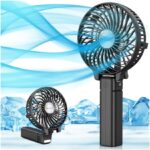 VersionTECH. Portable Handheld Fan, Powerful+Durable+4000mAh+180° Foldable, Mini Table Fans with USB Rechargeable Battery Operated Cooling Accessories for Personal Use, Travel, Office Black