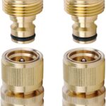 Brass Hose Quick Connect, 3/4 Inch GHT Thread Garden Hose Quick Connector No-Leak Water Hose Quick Connect Fittings Male and Female – 2Packs