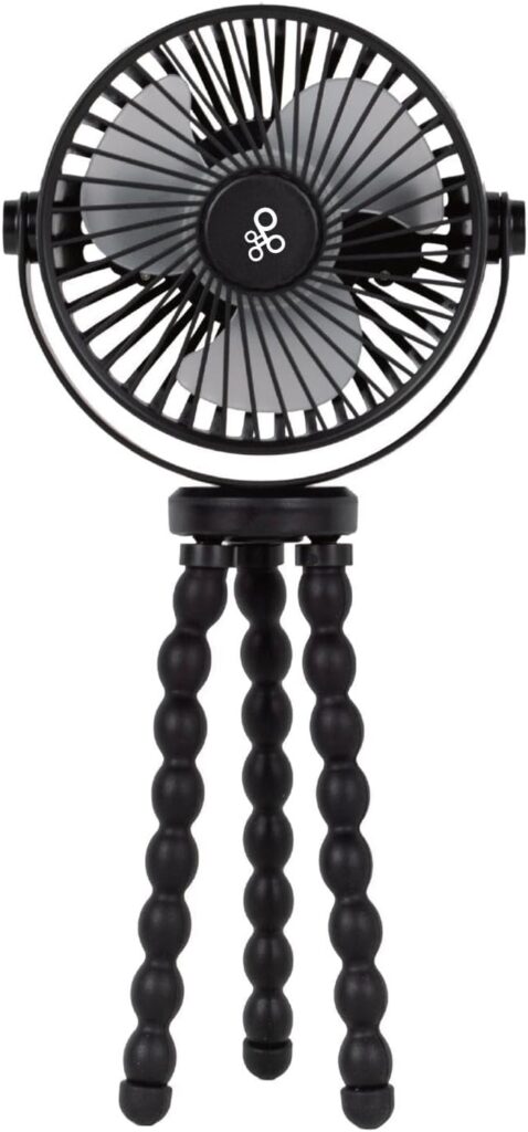 Primo Passi Portable Stroller Fan – Rechargeable Baby Fan with Flexible Tripod, 360° Rotation, 3 Speeds – Quiet, USB Mini Clip-On for Stroller, Car Seat, Crib & Travel Use