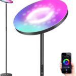 Upgraded 30W Smart Floor Lamp Compatible with Alexa, 2 in 1 Color Changing RGB and White Light LED Lamp, Double Side Lighting Dimmable Modern Tall Stand Lamp for Living Room Bedroom Office