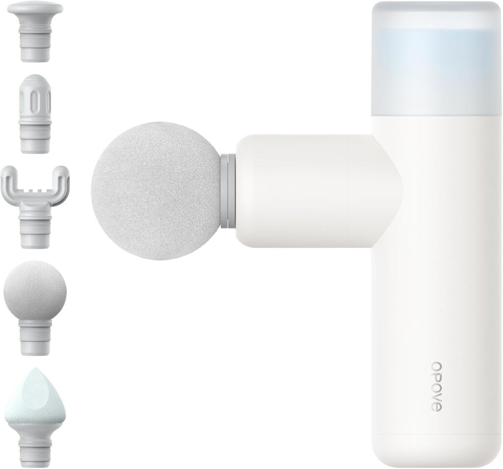 opove M3 Mini Massage Gun for Back Pain Relief, with Facial Mode, 7mm Amplitude, 4 Vibration Levels Ultralight Portable and Rechargeable Fascia Gun Active Recovery Women Presents