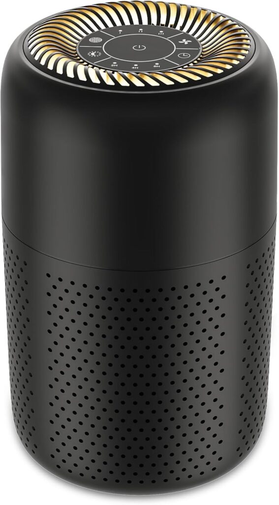 Small Air Purifiers for Bedroom Home Dorm Up to 600 sqft,20 dB Quiet Desktop Air Purifier With Night Light,H13 HEPA Filter,For Smoke Pets Dander Hair Filter,For Apartment Kitchen