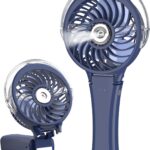 HandFan Upgraded Portable Handheld Misting Fan, Rechargeable Personal Mister Fan, Spray Water Mist Fans, Foldable Mini Cooling Hand Fans for Summer Beach Travel Concerts, Gifts for Women(Royal Blue)