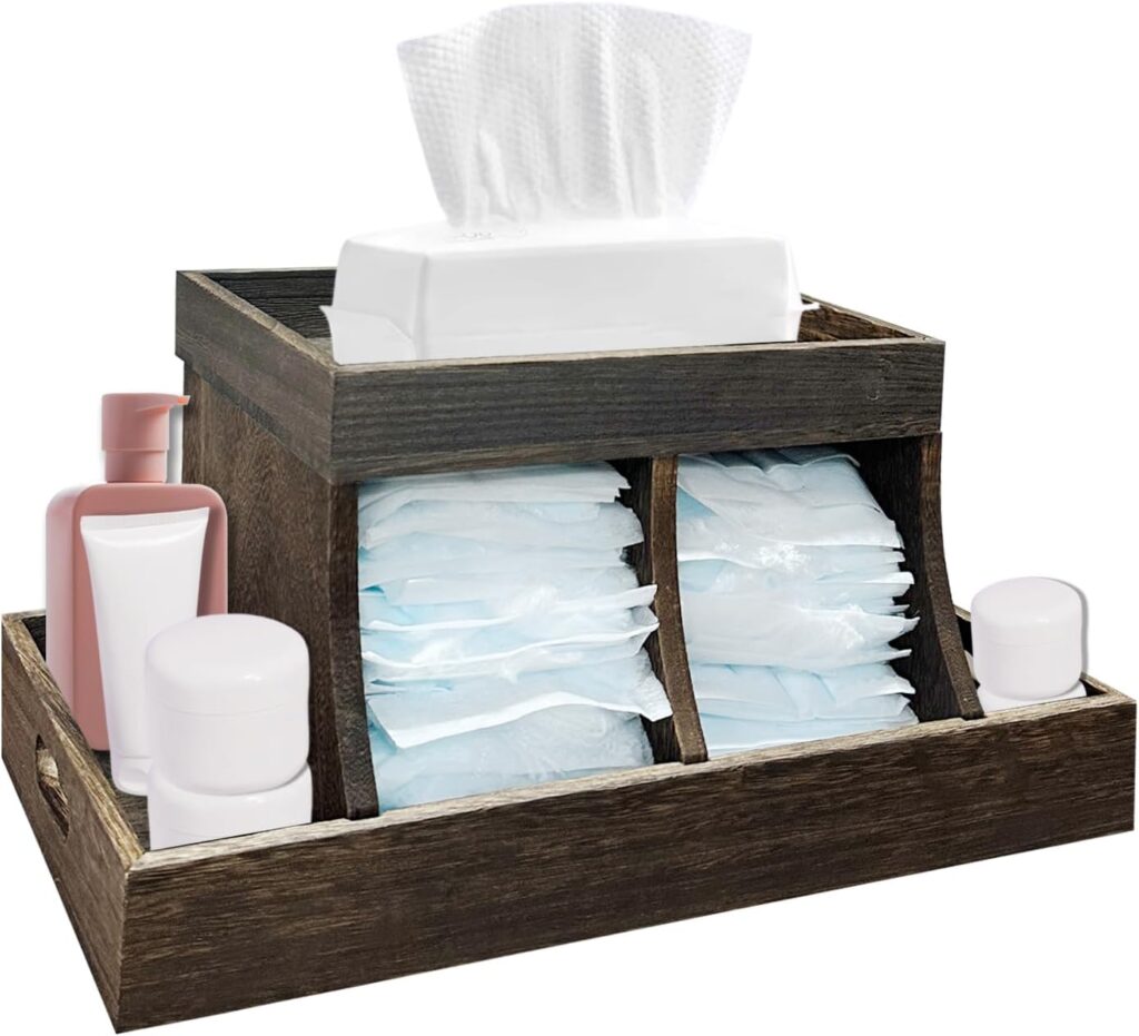 Diaper Caddy Organizer – Durable Wooden Changing Station Table with Diaper Storage for Wipe Dispenser, Wipe Warmer and Other Diapering Essentials